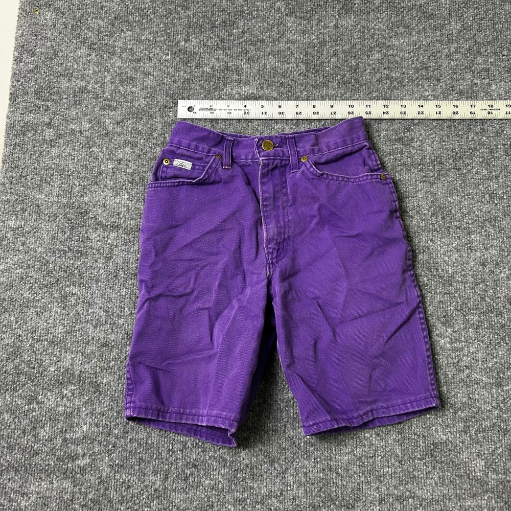 Chic Denim Shorts Womens 24 Purple High Waisted Cotton Vintage Made in USA 90s